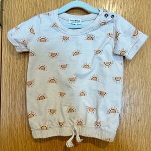 Cream Sun Graphic Short Sleeve Tee for Kids
